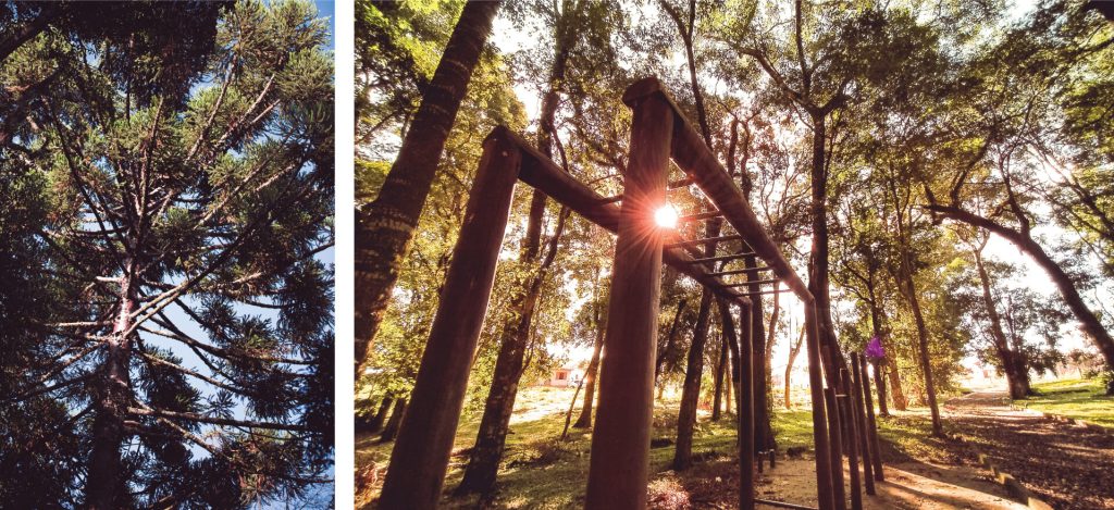 Área verde e equipamentos de lazer do parque do Vederti IV no Efapi